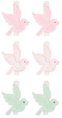 Wooden Bird 4,5 cm on Clip 6 pcs