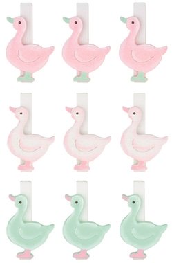 Wooden Goose 4,5 cm on Clip 9 pcs