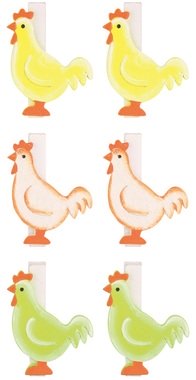 Wooden Hen 3,5 x 4 x 0,3 cm on Clip 6 pcs