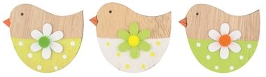 Wooden Bird 6 cm on Clip 3 pcs