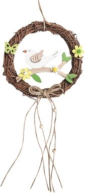Hanging Wreath w/Wooden Bird dia 18 cm