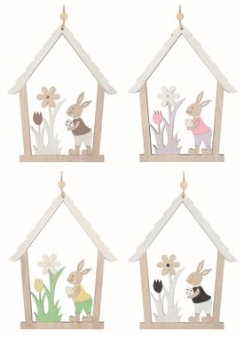 Wooden House with a Bunny 13.5 x 17 x 0.5 cm for hanging