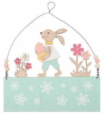 Decoration Bunny in turquoise 22 x 19 x 1 cm on hang