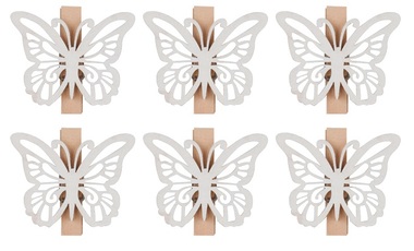 Wooden Butterflies on Peg 4 x 3 x 0,3 cm, 6 pcs