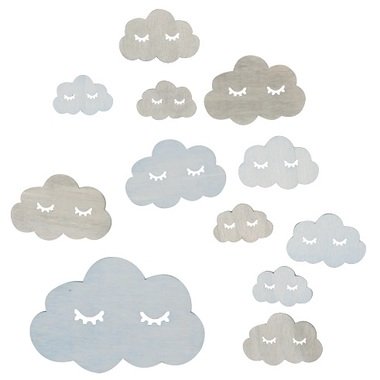 Wooden Clouds Mix of Sizes 5-3 x 4-2,5 x 0,3 cm, 12 pcs 