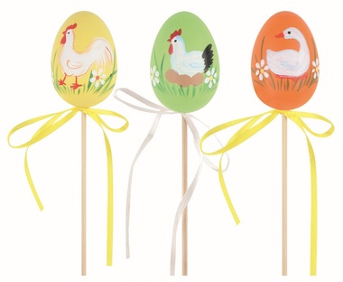 Easter Egg plastic colored Animal 6 cm + skewers