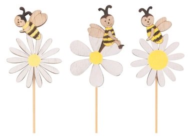 Wooden Flower with Bee 5 x 7 cm + stick