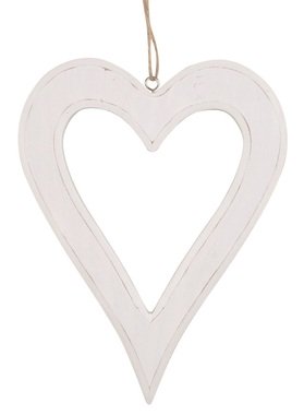 White Wooden Heart for hanging 15 x 19,5 x 1 cm