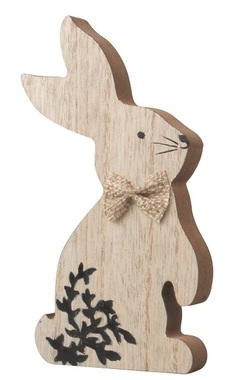 Standing Wooden Bunny with Black Decor 7.5 x 14.5 cm