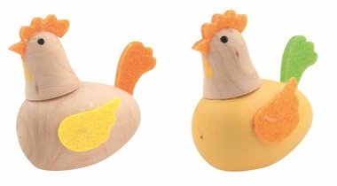 Wooden Hens 4.5 x 4.5 x 2.5 cm standing, 2 pcs in a bag