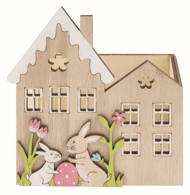Decorative wooden Box Rabbits 11 x 13 x 7.5 cm