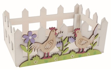 Wooden Fence Hen white 16 x 6.5 x 10 cm