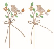 Bird on a Branch wooden 6 x 7 x 0.5 cm + stick
