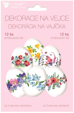 Egg Shrink Decoration, Flowers 12 pcs