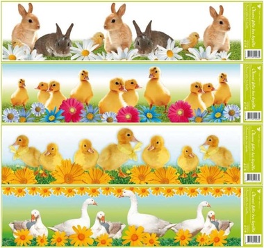 Self-Adhering Window Decoration, stripe 64x15 cm, Lively Animals