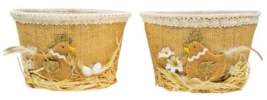 Easter Basket with Jute and Lace 14 cm 