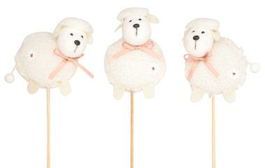 White Plush Sheep 8 cm + Stick