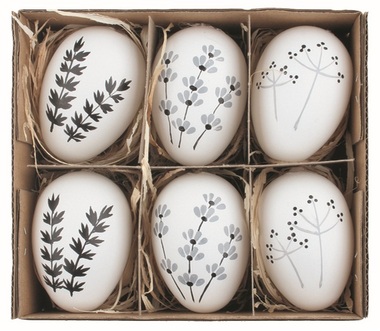 Set of Easter plastic Eggs painted Flowers 6 cm for hanging, 6 pcs in a box