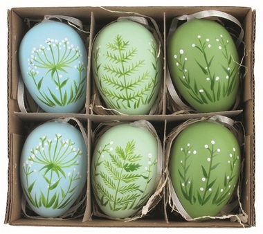 Set of Easter plastic Eggs Meadow 6 cm for hanging, 6 pcs in a box