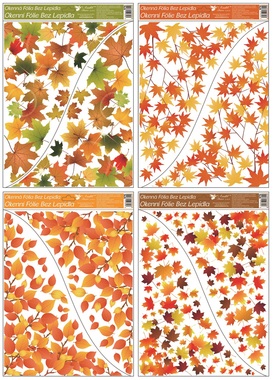 Self-Adhering Window Corner Decoration 42x30 cm,Leaves