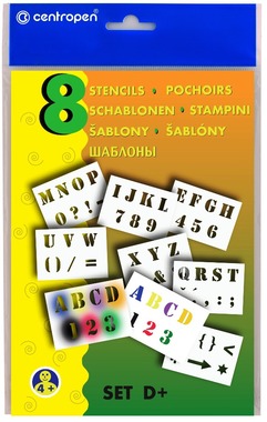 Stencils A5, Letters and Numbers, 8 pcs, CENTROPEN

