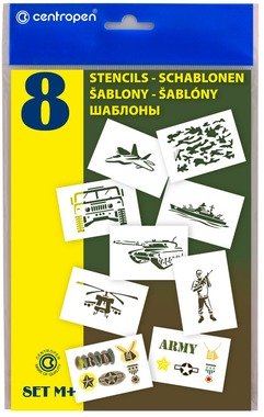 Stencils A5, Military Themes, 8 pcs, CENTROPEN