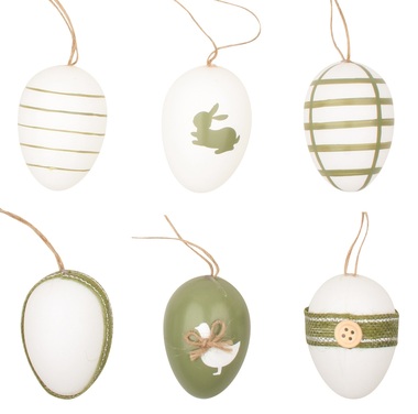 Hanging Plastic Eggs 6 cm, 6 pcs in polybag 