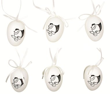 Hanging Plastic Eggs 6 cm, 6 pcs in polybag 