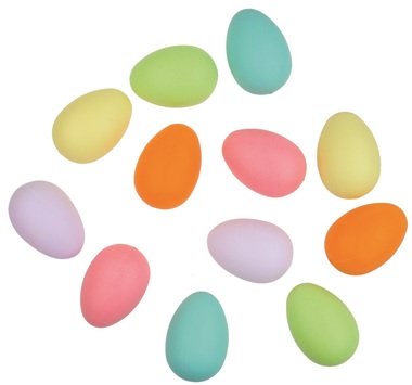 Hanging Plastic Eggs 6 cm, 12 pcs in Polybag